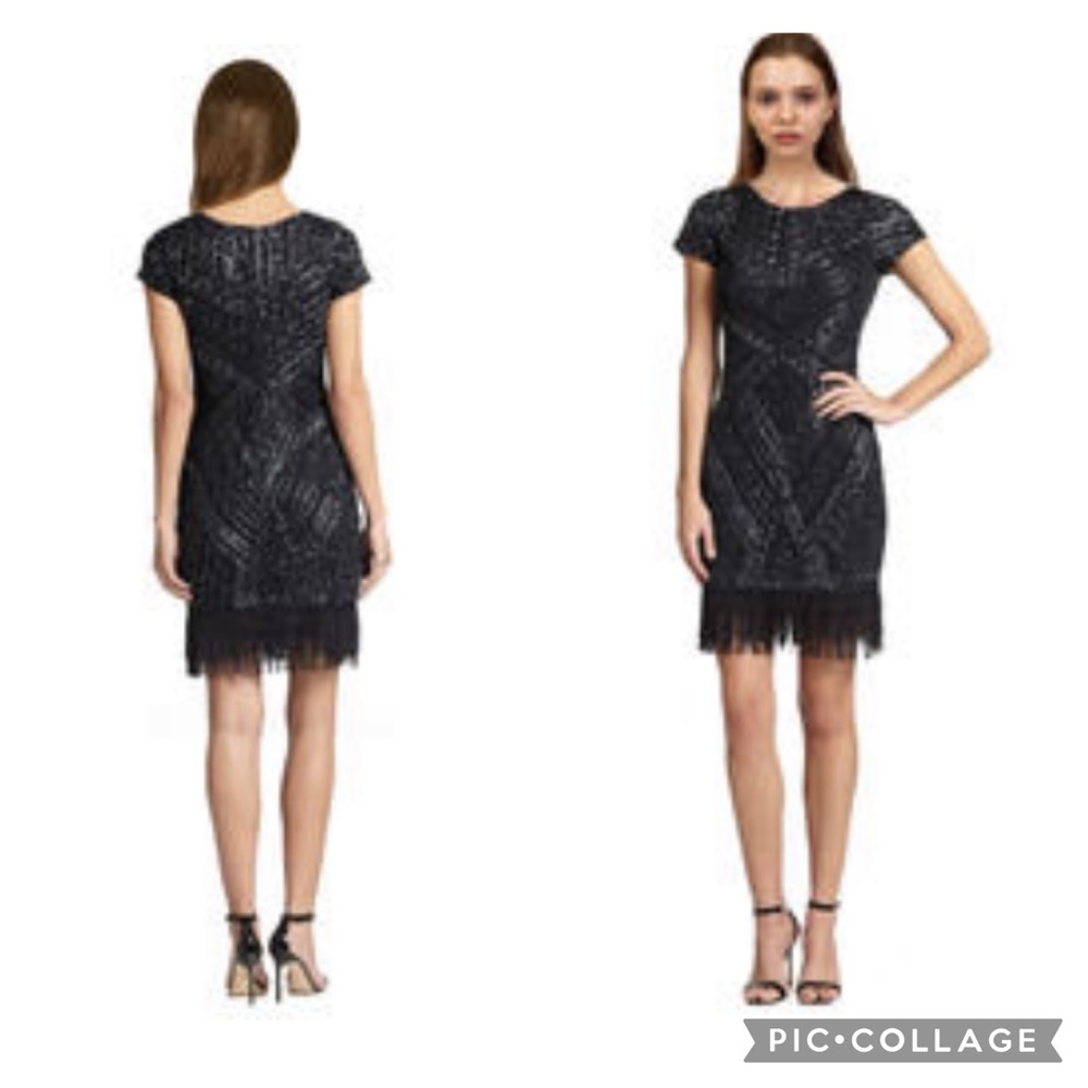 Aidan Mattox beaded short sleeves with fringes dress - Picture 2 of 3
